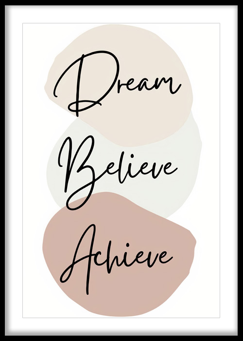 Dream Believe Achieve Inspirational Wall Art