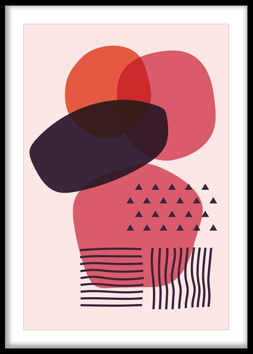 Modern Coral Geometric Abstract Print