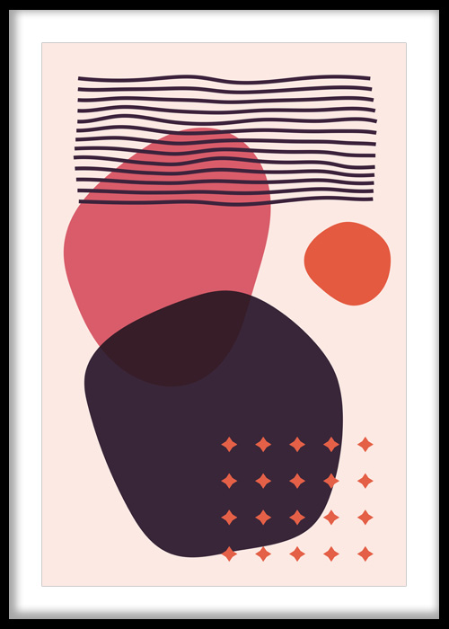 Modern Coral Wave Abstract Print