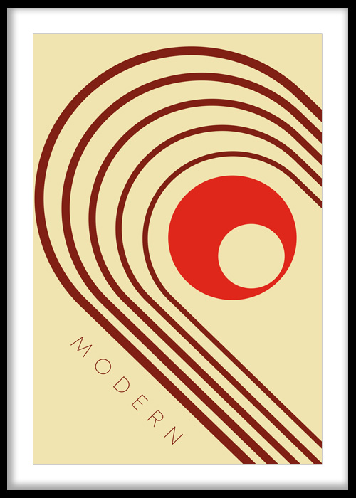 Retro Modern Circle Line Art Print