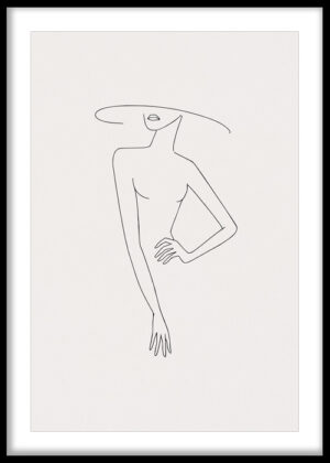 Minimalist Woman with Hat Line Art
