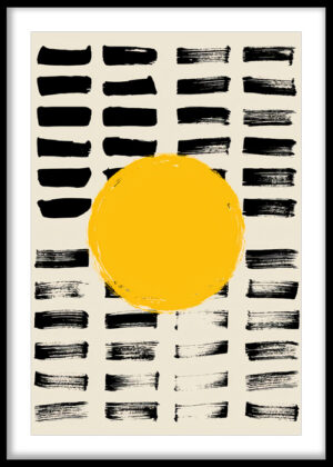 Mustard Sun Brushstroke Abstract Print