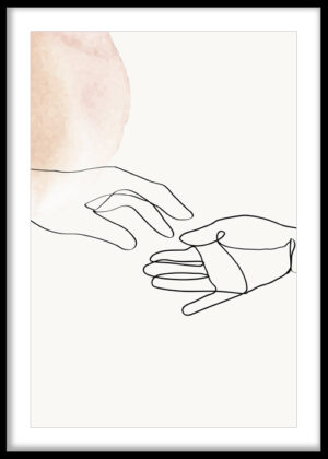 Connected Hands Minimalist Line Art
