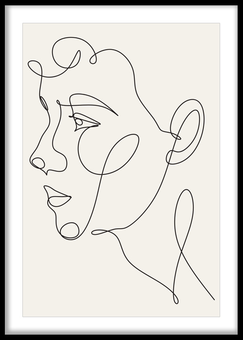 Elegant Contour Portrait Line Art