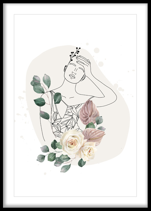 Floral Serenity Woman Line Art