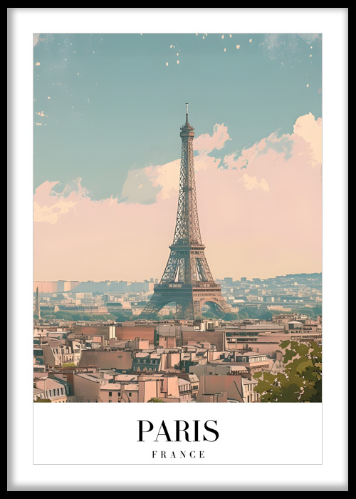 Paris Eiffel Tower Vintage Skyline