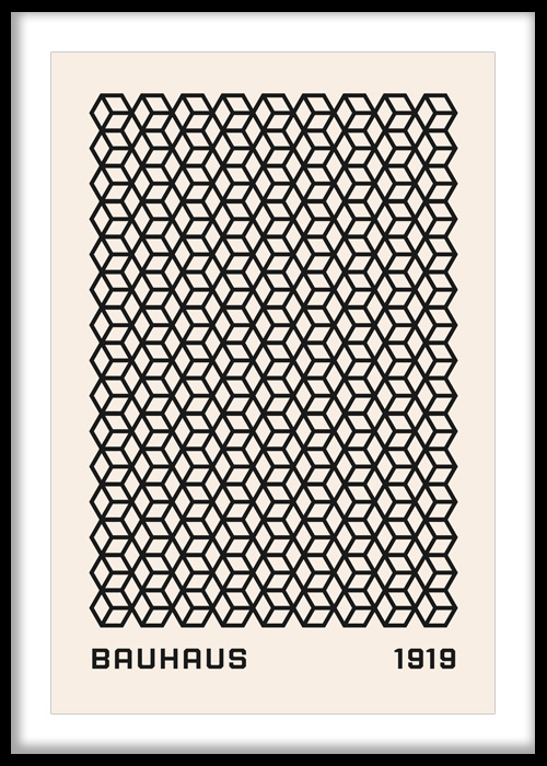Bauhaus Geometric Cube Pattern Print