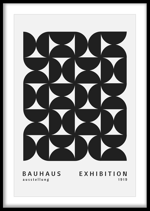 Bauhaus Monochrome Geometric Pattern Print